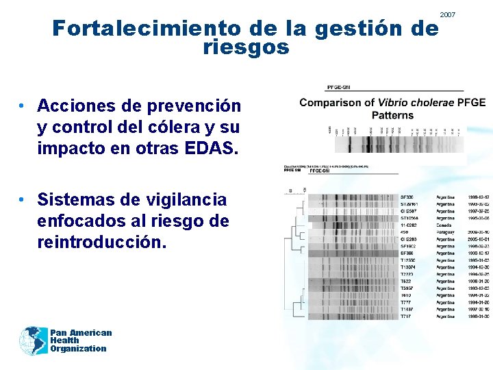 Fortalecimiento de la gestión de riesgos • Acciones de prevención y control del cólera