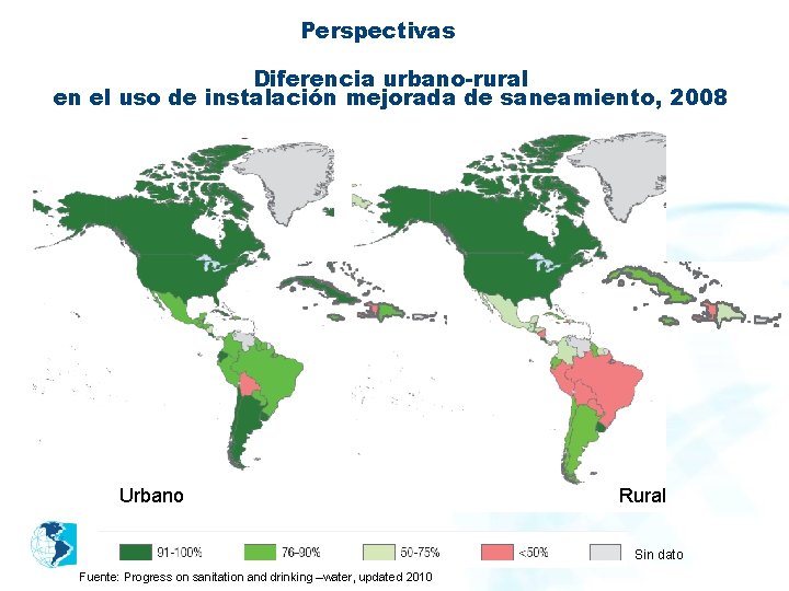 Perspectivas Diferencia urbano-rural en el uso de instalación mejorada de saneamiento, 2008 Urbano Rural