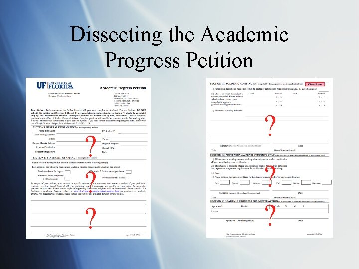 Dissecting the Academic Progress Petition ? ? ? 