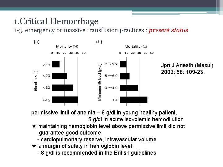 1. Critical Hemorrhage 1 -3. emergency or massive transfusion practices : present status Jpn