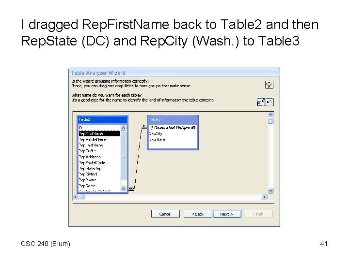 I dragged Rep. First. Name back to Table 2 and then Rep. State (DC) I dragged Rep. First. Name back to Table 2 and then Rep. State (DC)