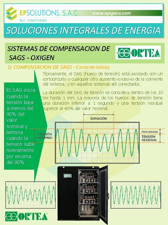 SISTEMAS DE COMPENSACION DE SAGS - OXIGEN 2) COMPENSACION DE SAGS - Características Típicamente,