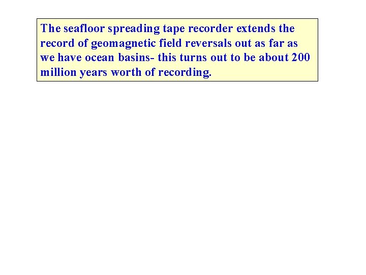 The seafloor spreading tape recorder extends the record of geomagnetic field reversals out as