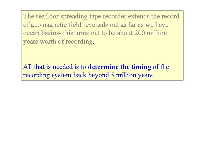 The seafloor spreading tape recorder extends the record of geomagnetic field reversals out as