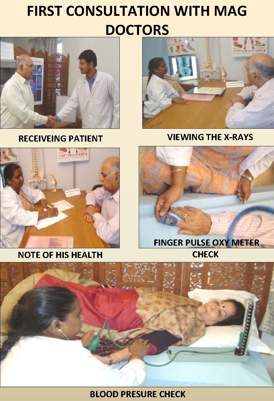 FIRST CONSULTATION WITH MAG DOCTORS RECEIVEING PATIENT NOTE OF HIS HEALTH VIEWING THE X-RAYS