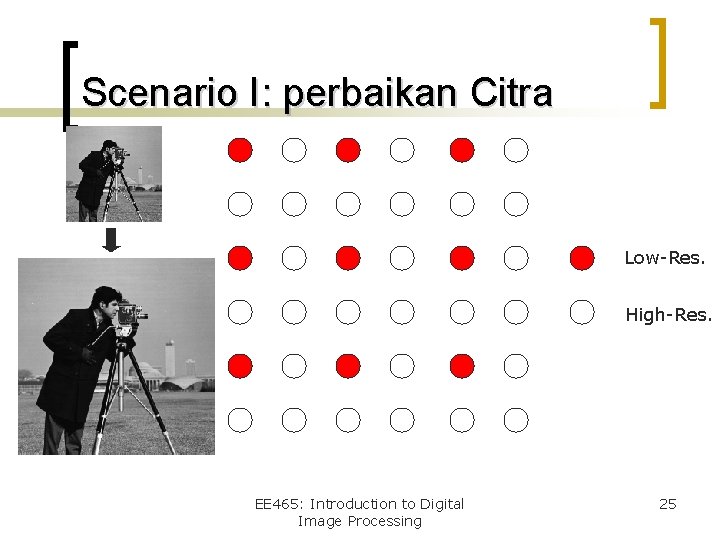 Scenario I: perbaikan Citra Low-Res. High-Res. EE 465: Introduction to Digital Image Processing 25