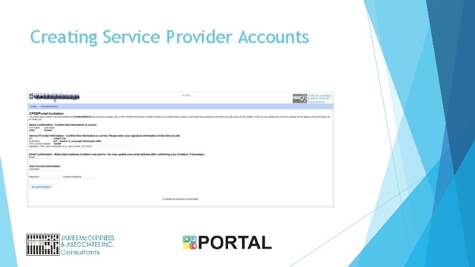 Creating Service Provider Accounts 