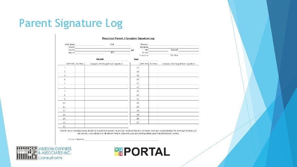Parent Signature Log 