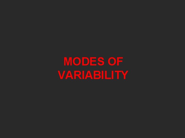 MODES OF VARIABILITY 