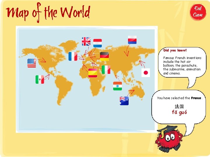 Map of the World Did you know! Famous French inventions include the hot air Map of the World Did you know! Famous French inventions include the hot air