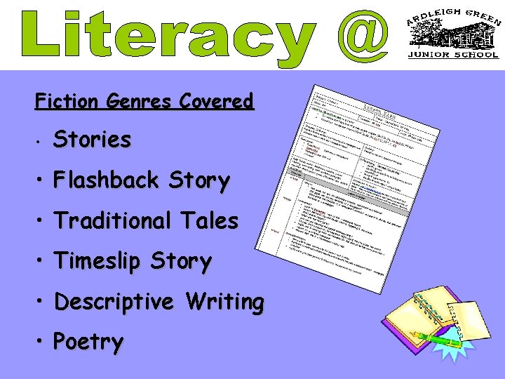 Fiction Genres Covered • Stories • Flashback Story • Traditional Tales • Timeslip Story
