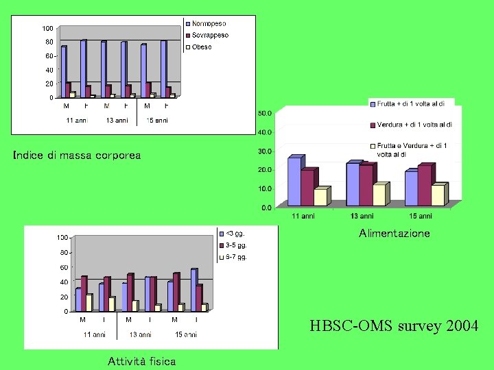 Indice di massa corporea Alimentazione HBSC-OMS survey 2004 Attività fisica 