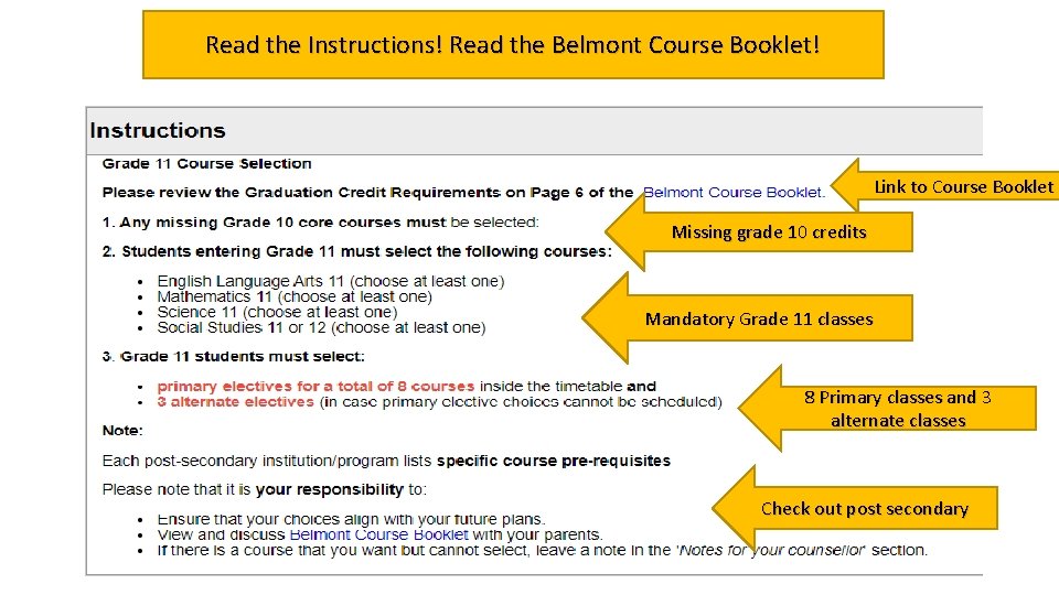 Read the Instructions! Read the Belmont Course Booklet! Link to Course Booklet Missing grade