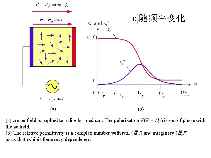  r随频率变化 (a) An ac field is applied to a dipolar medium. The polarization