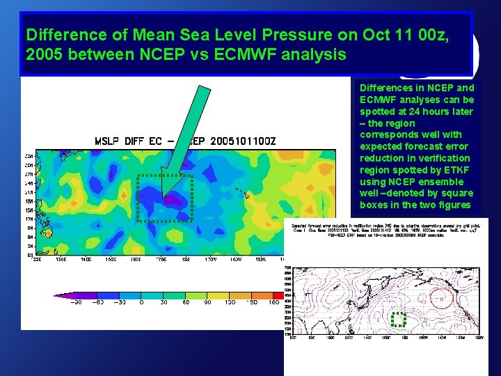 Difference of Mean Sea Level Pressure on Oct 11 00 z, 2005 between NCEP