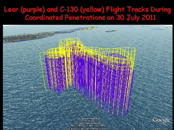 Lear (purple) and C-130 (yellow) Flight Tracks During Coordinated Penetrations on 30 July 2011