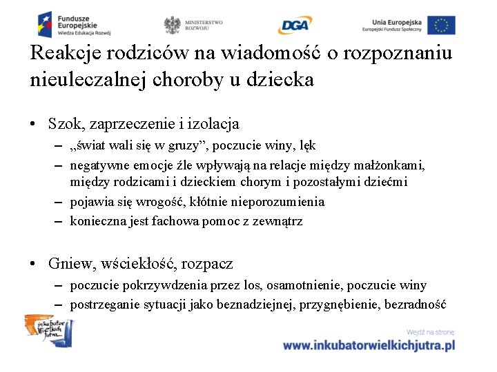 Reakcje rodziców na wiadomość o rozpoznaniu nieuleczalnej choroby u dziecka • Szok, zaprzeczenie i