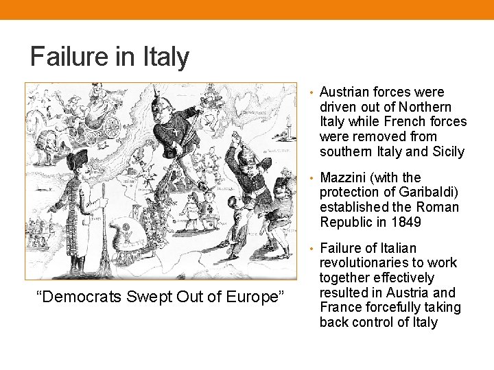 Failure in Italy • Austrian forces were driven out of Northern Italy while French