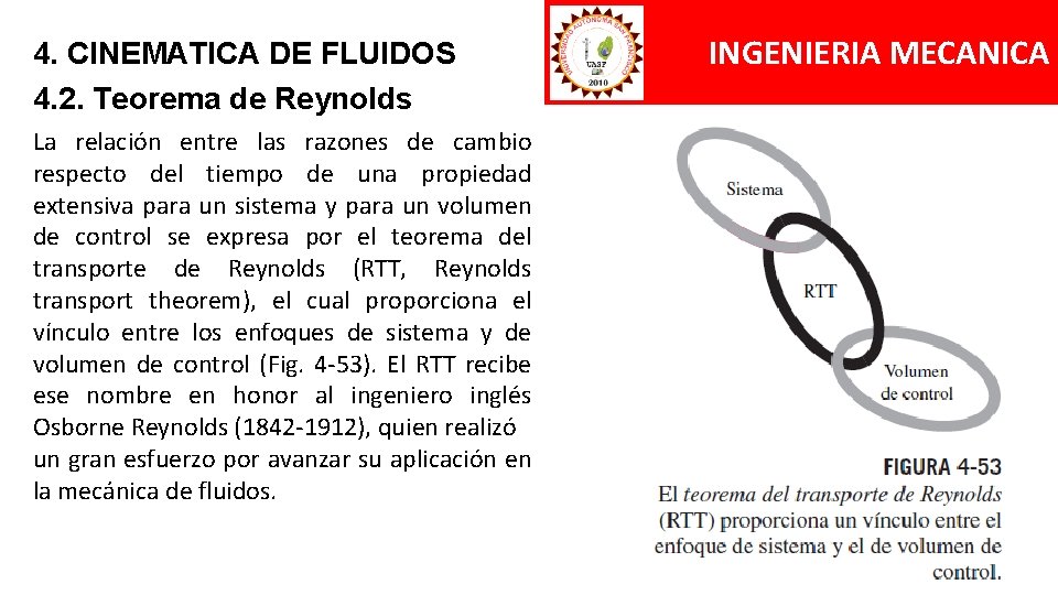 4. CINEMATICA DE FLUIDOS 4. 2. Teorema de Reynolds La relación entre las razones 4. CINEMATICA DE FLUIDOS 4. 2. Teorema de Reynolds La relación entre las razones