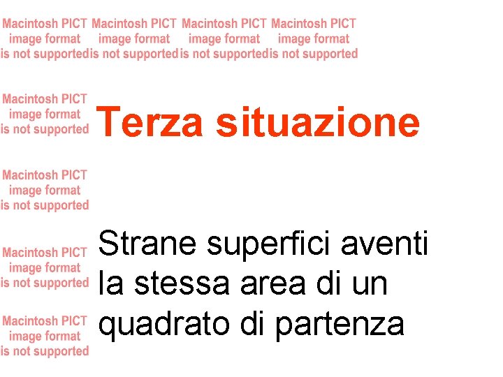 Terza situazione Strane superfici aventi la stessa area di un quadrato di partenza 