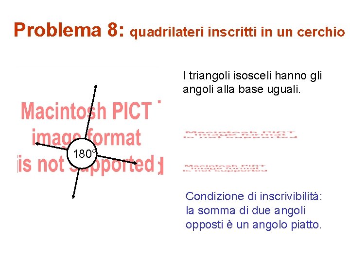 Problema 8: quadrilateri inscritti in un cerchio I triangoli isosceli hanno gli angoli alla