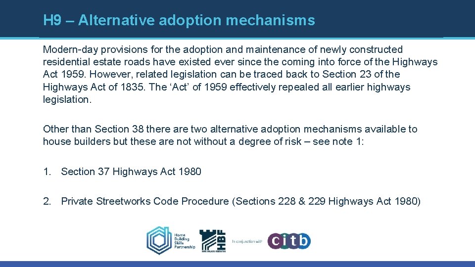 H 9 – Alternative adoption mechanisms Modern-day provisions for the adoption and maintenance of