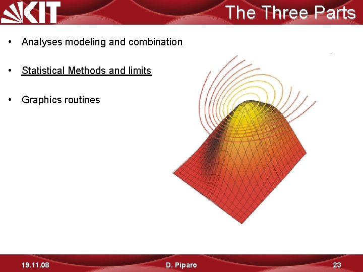 The Three Parts • Analyses modeling and combination • Statistical Methods and limits •