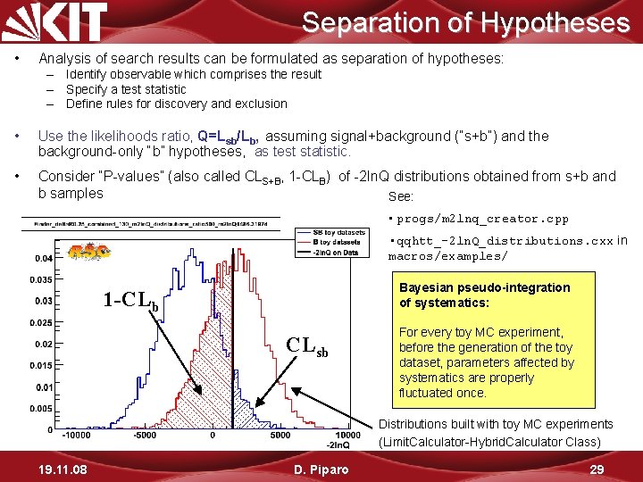 Separation of Hypotheses • Analysis of search results can be formulated as separation of