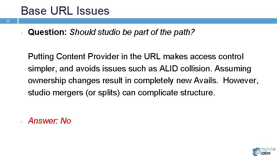 Base URL Issues 30 • Question: Should studio be part of the path? Putting