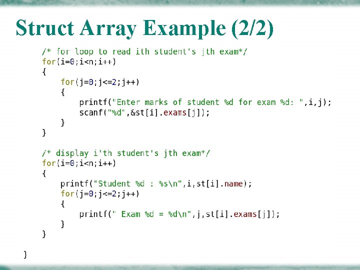 Struct Array Example (2/2) 