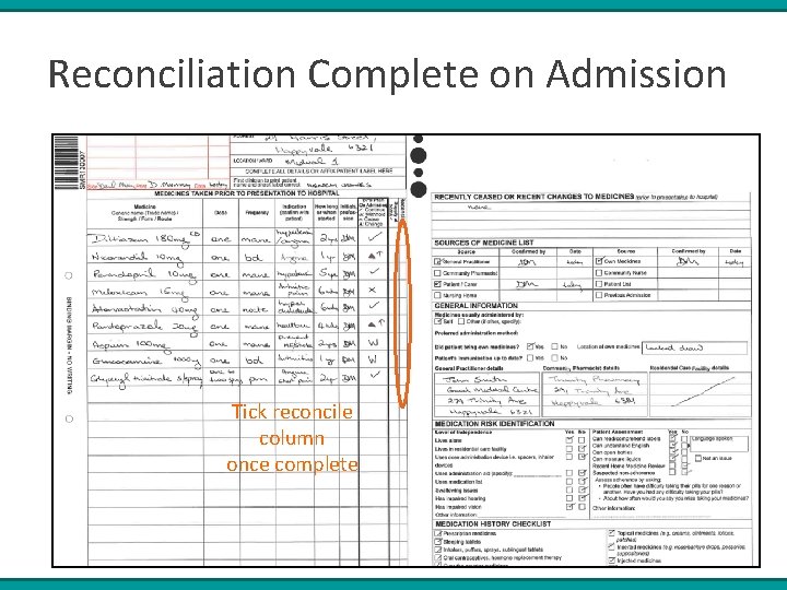 Reconciliation Complete on Admission Tick reconcile column once complete 