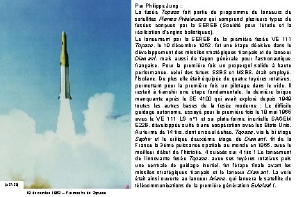 Par Philippe Jung : La fusée Topaze fait partie du programme de lanceurs de