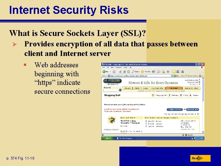 Internet Security Risks What is Secure Sockets Layer (SSL)? Ø Provides encryption of all