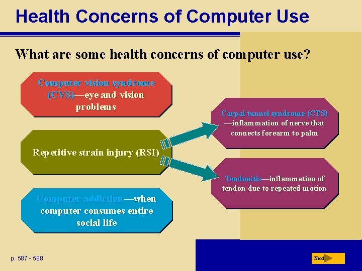 Health Concerns of Computer Use What are some health concerns of computer use? Computer
