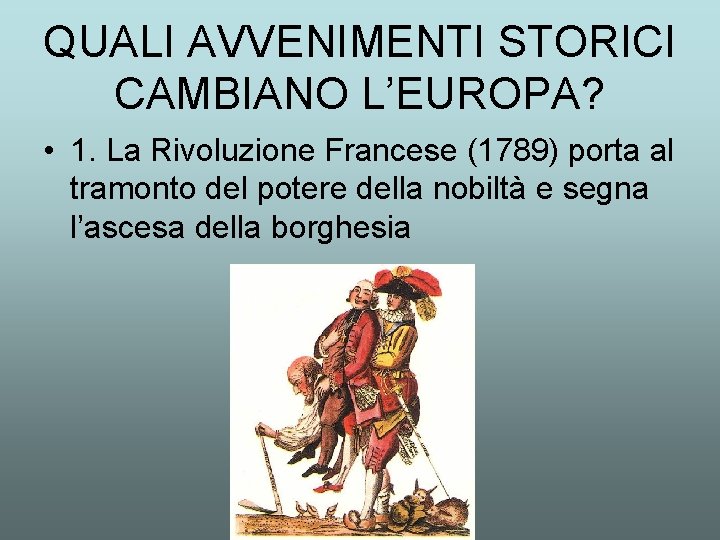 QUALI AVVENIMENTI STORICI CAMBIANO L’EUROPA? • 1. La Rivoluzione Francese (1789) porta al tramonto