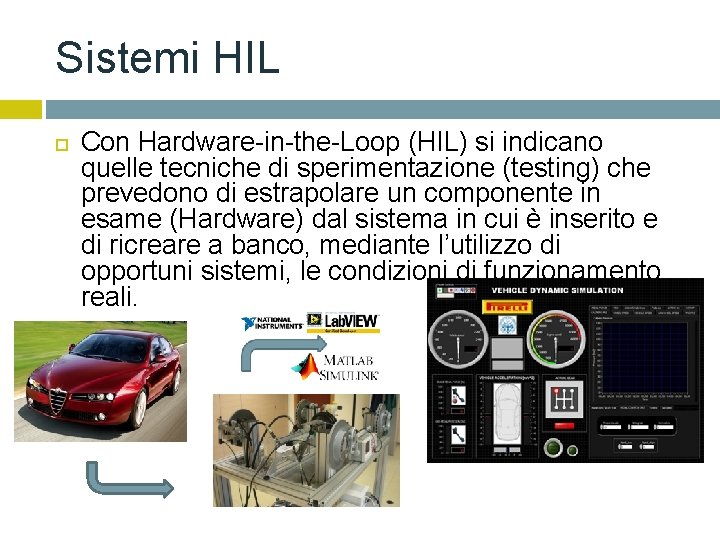 Sistemi HIL Con Hardware-in-the-Loop (HIL) si indicano quelle tecniche di sperimentazione (testing) che prevedono