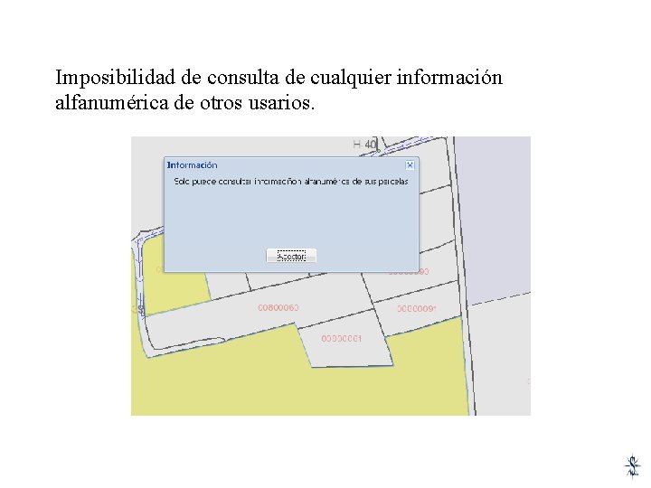 Imposibilidad de consulta de cualquier información alfanumérica de otros usarios. 