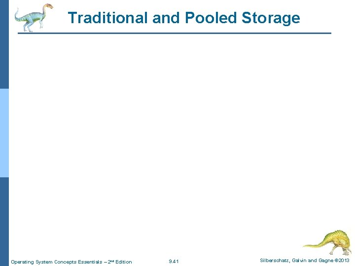 Traditional and Pooled Storage Operating System Concepts Essentials – 2 nd Edition 9. 41 Traditional and Pooled Storage Operating System Concepts Essentials – 2 nd Edition 9. 41