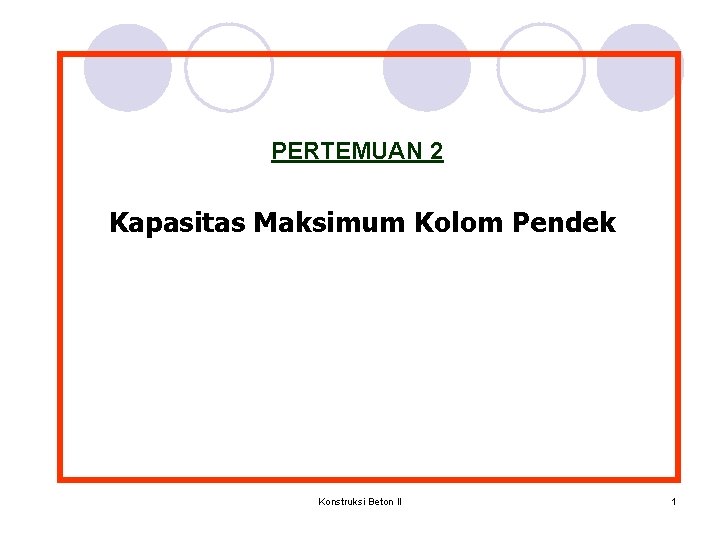 PERTEMUAN 2 Kapasitas Maksimum Kolom Pendek Konstruksi Beton II 1 