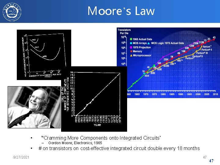 Moore’s Law • “Cramming More Components onto Integrated Circuits” – • 9/27/2021 Gordon Moore,