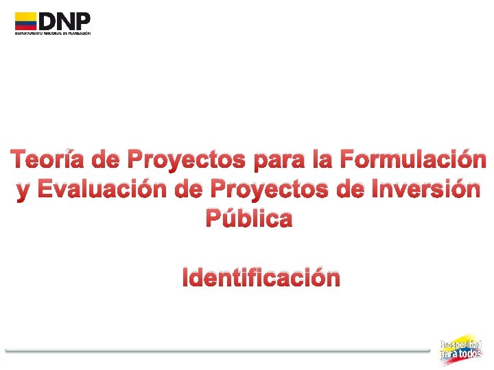 Teoría de Proyectos para la Formulación y Evaluación de Proyectos de Inversión Pública Identificación