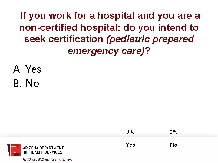 If you work for a hospital and you are a non-certified hospital; do you