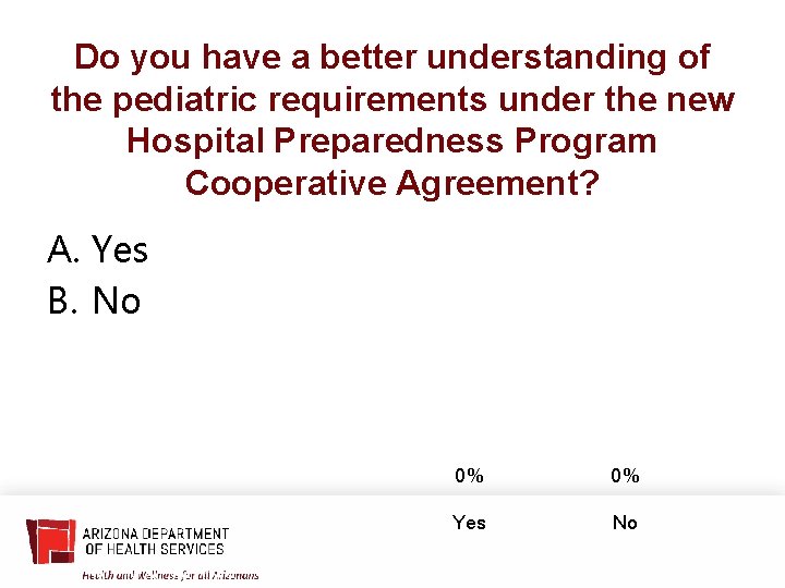 Do you have a better understanding of the pediatric requirements under the new Hospital