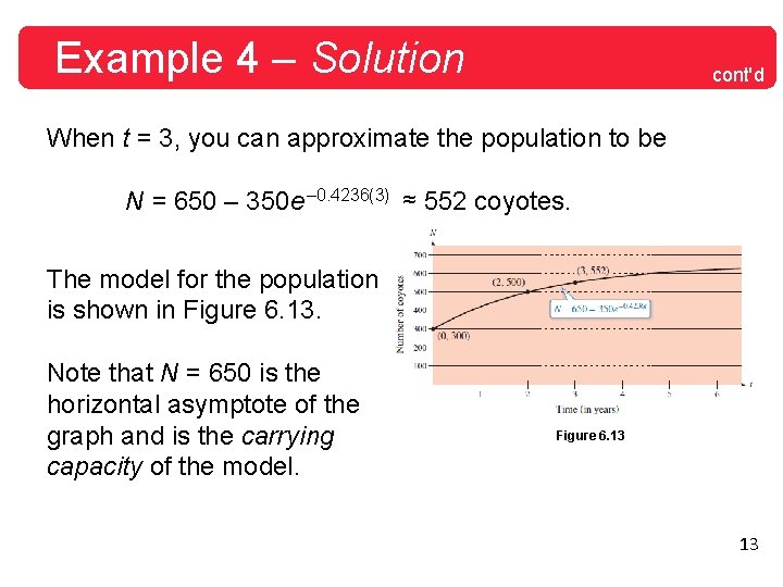 Example 4 – Solution cont'd When t = 3, you can approximate the population