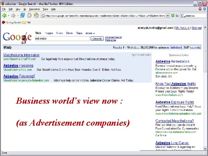 Business world’s view now : (as Advertisement companies) 