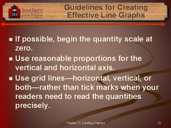 Guidelines for Creating Effective Line Graphs n n n If possible, begin the quantity