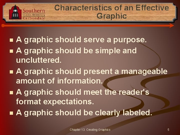 Characteristics of an Effective Graphic n n n A graphic should serve a purpose.