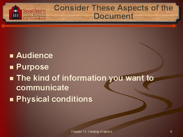 Consider These Aspects of the Document n n Audience Purpose The kind of information