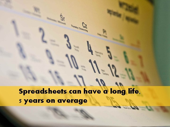 Spreadsheets can have a long life, 5 years on average 