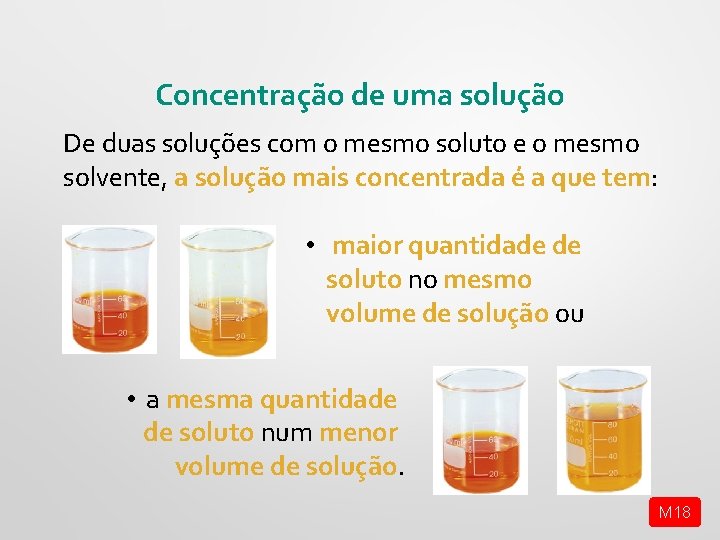 Concentração de uma solução De duas soluções com o mesmo soluto e o mesmo